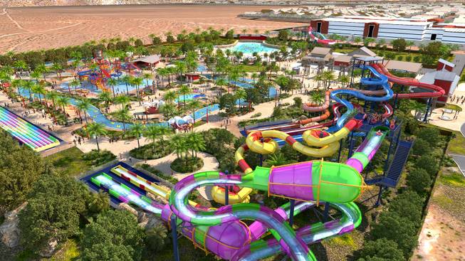 A rendering that shows an overview of Wet 'n' Wild Las Vegas water park.